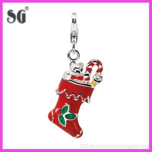925 Sterling silver Christmas Jewelry Collection Sweet Christmas stocking shape charm